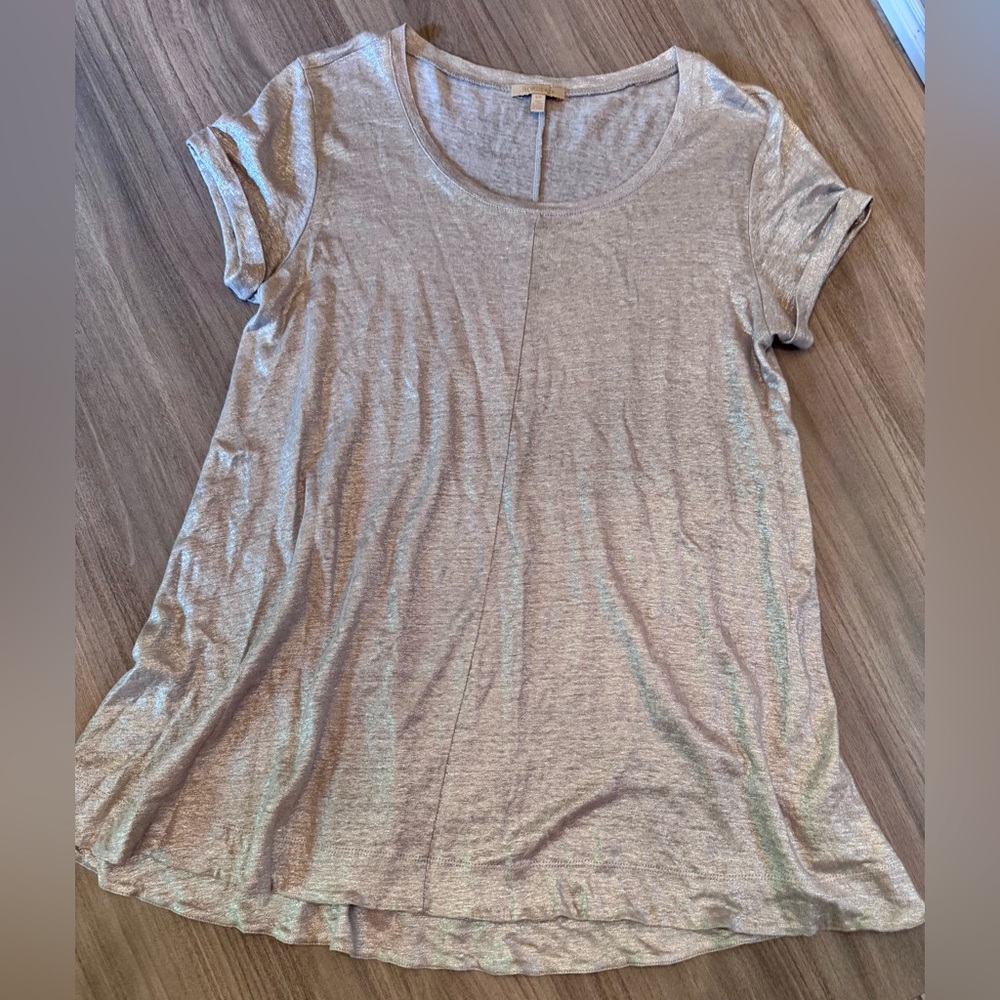 Bordeaux Sparkly Silver Short Sleeve Tee with cap sleeves.
